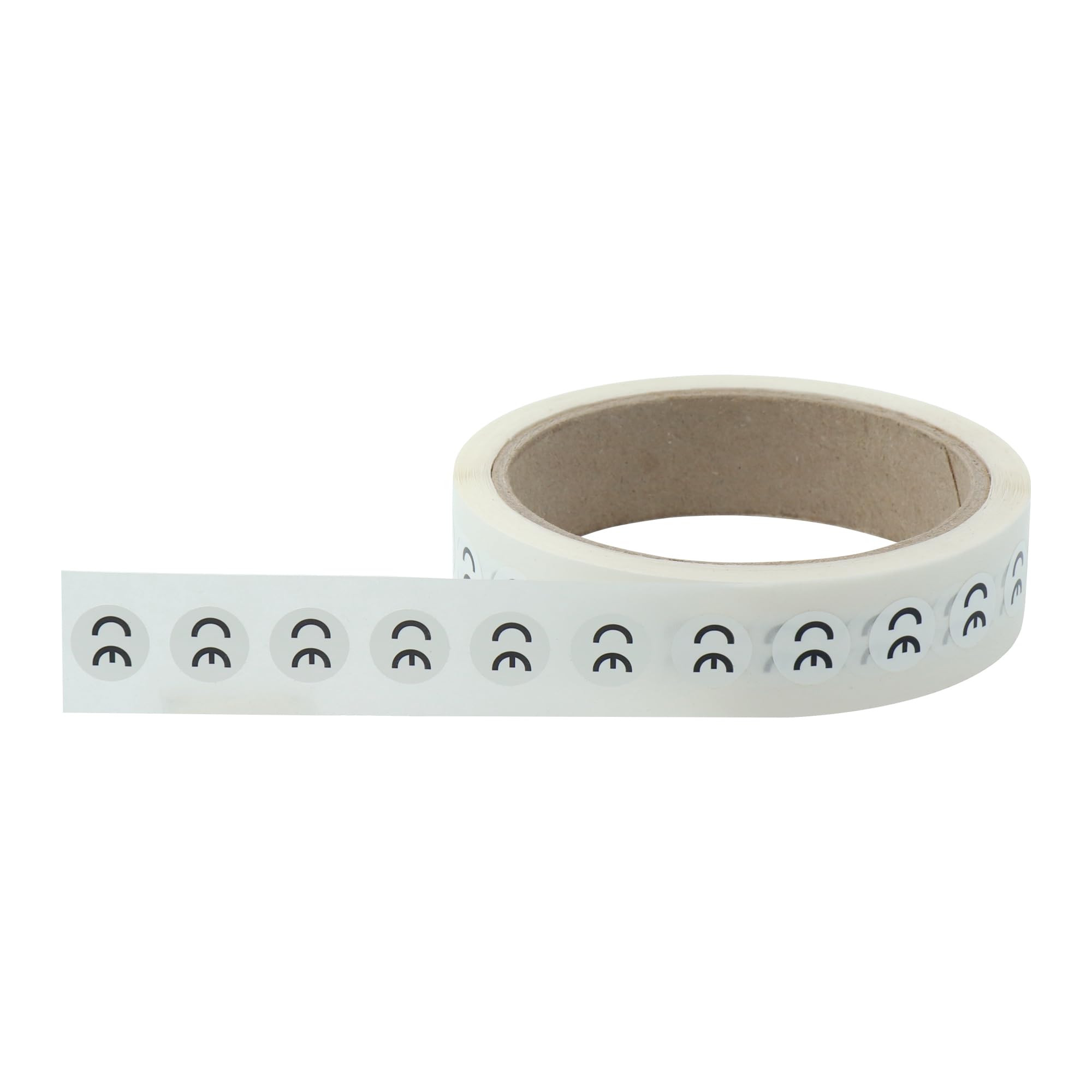 Labelident CE Zeichen weiß-schwarz Ø 12,5 mm - 1.000 Polyester-Etiketten auf 1 Rolle/n, CE Kennzeichnung Aufkleber permanent haftend