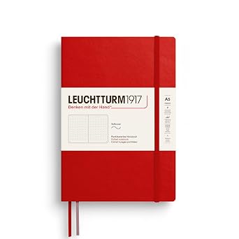 LEUCHTTURM1917 - Notebook Softcover Medium A5-123 Numbered Pages for Writing and Journaling Cherry, Dotted