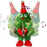 VioraWhite Singing Dancing Christmas Tree Santa Claus with Music Animated Christmas Toys Interactive Toy Figures with 8 Songs and Lights Repeat What You Say, Xmas Gift