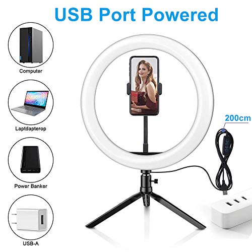 EasyULT Selfie Ringleuchte Stativ mit Fernbedienung, LED Selfie Ringlicht, Tischringlicht mit 3 Lichtmodi + 10… – Bild 5
