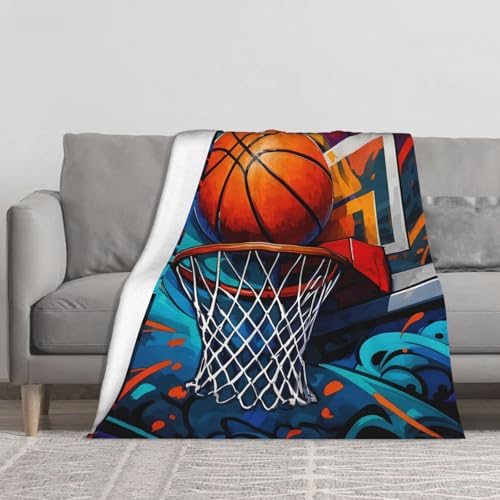 Basketball Blanket Gifts for Dad Boys Men Women Girls Birthday Christmas Basketball Theme Decor Home Bedroom Living Room Sofa Couch Soft Cozy Kids Adults Teen Fleece Throw 50x60