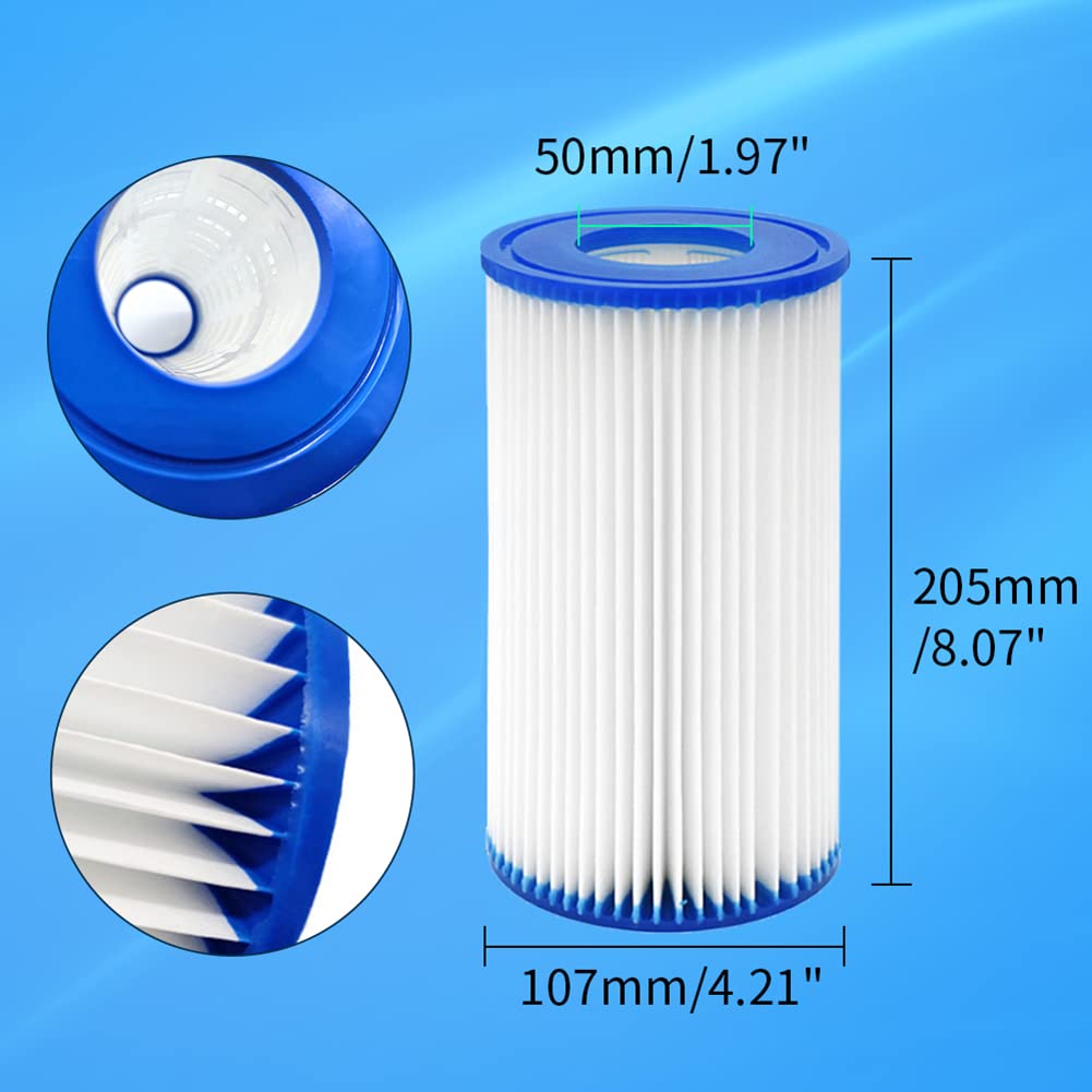 YanBan Filtres de Rechange de Type A/C compatibles avec Best-Way 58012 la Cartouche filtrante, Lot de 6 filtres de Pompe de Piscine pour Best-Way de Type Cartouches filtrantes