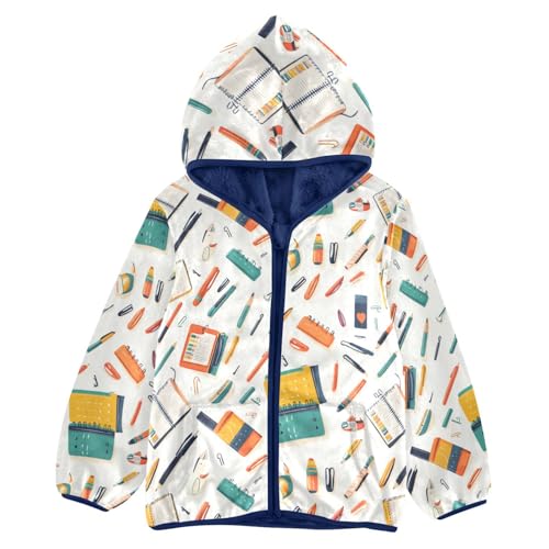 Cartoon Notebooks Stationery Girls Fleece Jacket Girls Fall Jacket Boys Coats Zip Up Hoodie Outerwear 2-10T