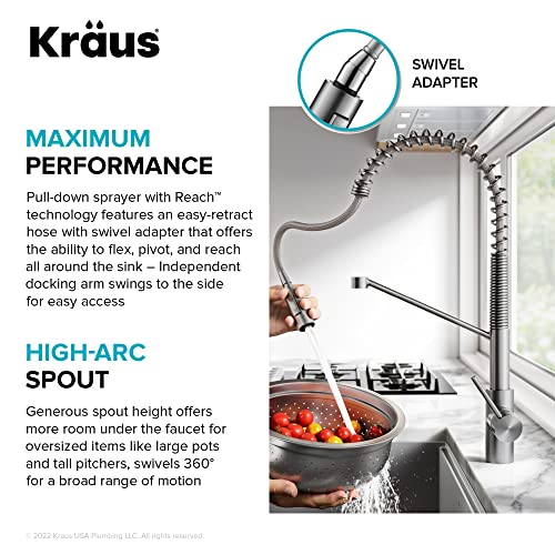 KRAUS Oletto Touchless Sensor Commercial Pull-Down Single Handle Kitchen Faucet with QuickDock Top Mount Assembly in Matte Black - image 9