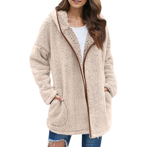 Long Sweaters for Women Fleece Lined Slouchy Vacation Layered Sherpa Jacket - image 3