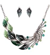 Yazilind Vintage Tibetan Silver Bib Collar Earrings & Necklace Set - Red Rhinestone Ethnic Jewelry - View #4