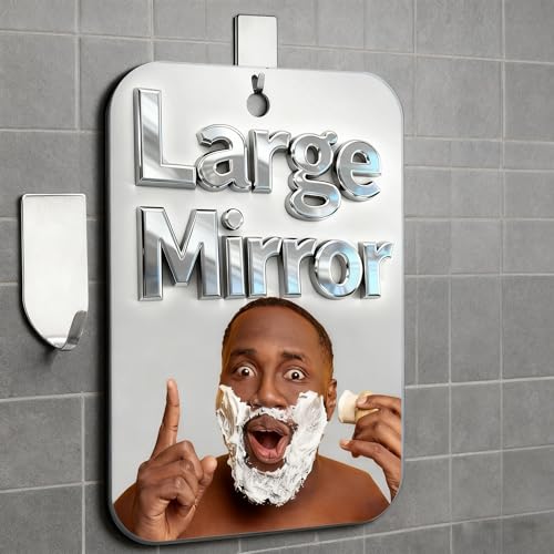 Shatterproof Shower Mirror Fogless for Shaving,(Large,1 Pcs 11x8 in) Anti Fog...