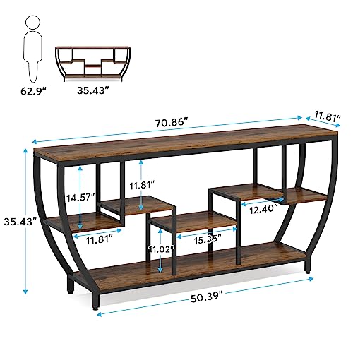 Tribesigns 70.9" Long Sofa Table with Shelves, Industrial Entryway Storage Table