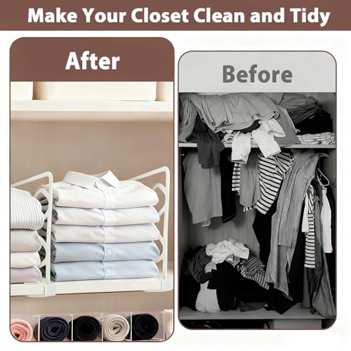 2-PCS Plastic Shelf Dividers, Closet Organizers & Storage for Closet, Shelf, Kitchen, Pantry, Bathroom & Office, Organizer for Clothes, Books, Towels, Purses (White 2-PCS) - Image 5