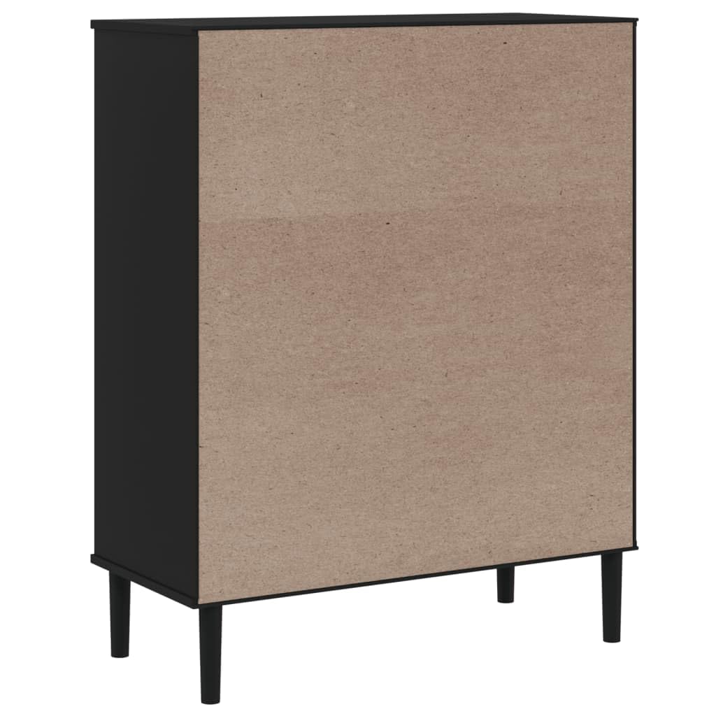 Senja - Tabla alta (90 x 40 x 112 cm, madera de pino con barniz UV, aspecto de ratán, amplio espacio de almacenamiento), color negro