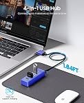 ORICO 3-Port USB HUB 3.0, USB Splitter for Laptop with 0.49ft Cable, Multi USB Port Expander, Fast Data Transfer Compatible with Mac OS 10.X and Above, Linux, Android (PW4U-U3-05-BL)