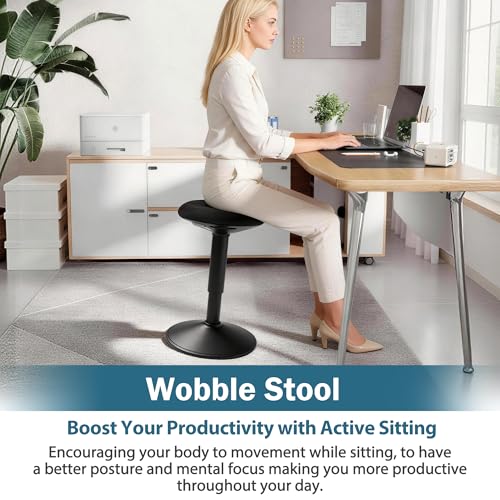 Image of Standing Stool, Adjustable Ergonomic Office Chair Standing Desk Chair Swivel 360 Degree Swivel Computer Active Stools with Memory Foam Seat Cushion Anti-Slip Bottom Pad