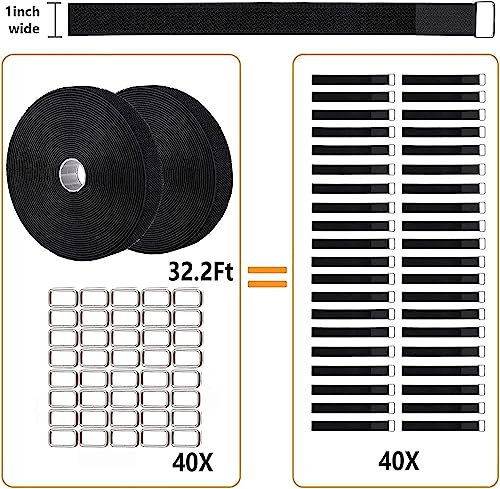 Jumpso 2 Rolls 32.2Ft Straps 1 Inch Wide With 40 Metal Buckles, Adjustable Fastening Hook And Loop Straps, Reusable Cable Ties Cut-To-Length Nylon Cinch Straps For Organizer Or Storage thumb #2