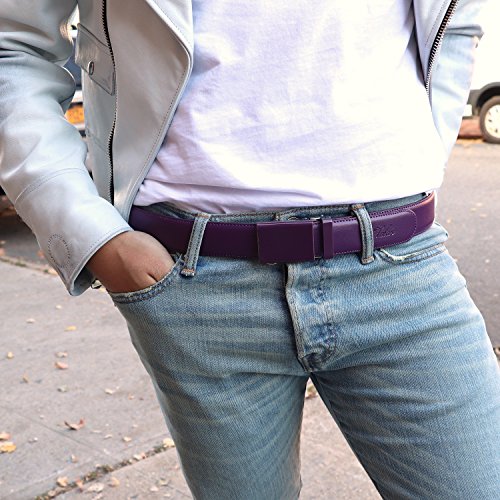 Falari Men Unisex Genuine Leather Ratchet Dress and Casual Belt, Automatic Sliding Buckle, Trim to Fit3