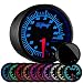 GlowShift Elite 10 Color 100 PSI Oil Pressure Gauge Kit - Includes Electronic Sensor - Black Dial - Tinted Lens - Peak Recall Function - For Car & Truck - 2-1/16" 52mm