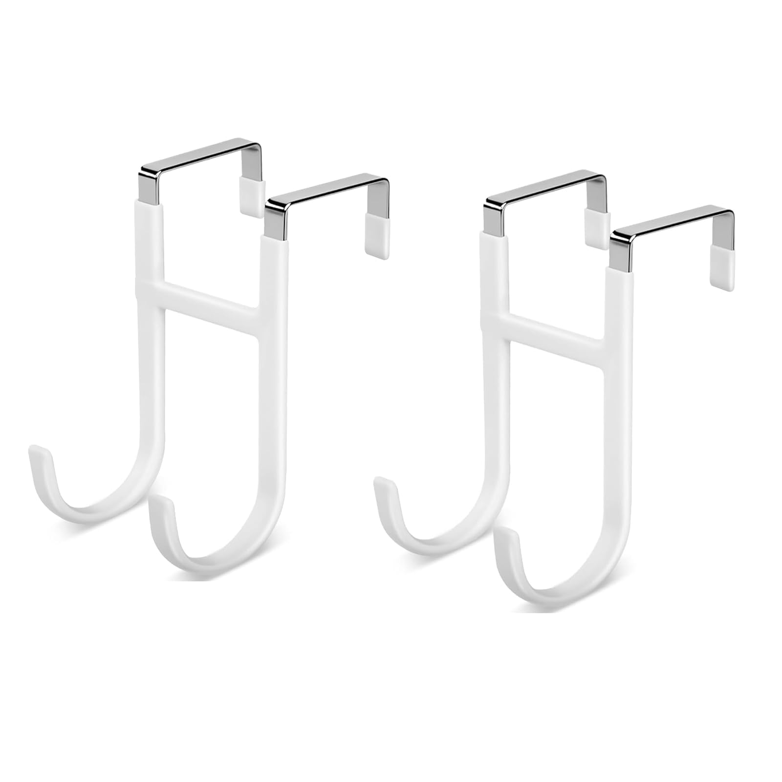 LUCTHY Over Door Hanger 2 Pack, White Dual Hook, Heavy Duty Metal