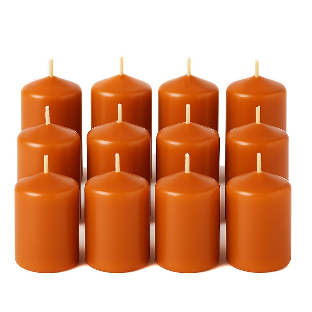 Mge World Orange - Tropical Mge - 12X Set Of Fragranced Scented Pillar Candles - Aromatherapy Candle - Set Of 12 Natural Aromatic Candle - Household - Interior Decoration - Non Drip - Easy To Relight