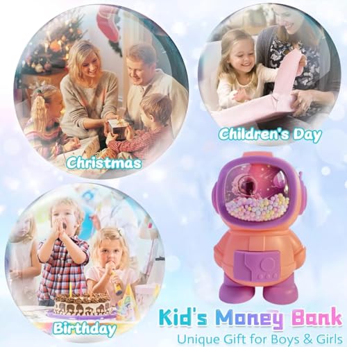 Image of Money Saving Bank with Coin Slot / /Creative Cartoon Design Money Bank / /Plastic Piggy Bank for Boys & Girls (Pack of 1) (Astronaut - Pink)