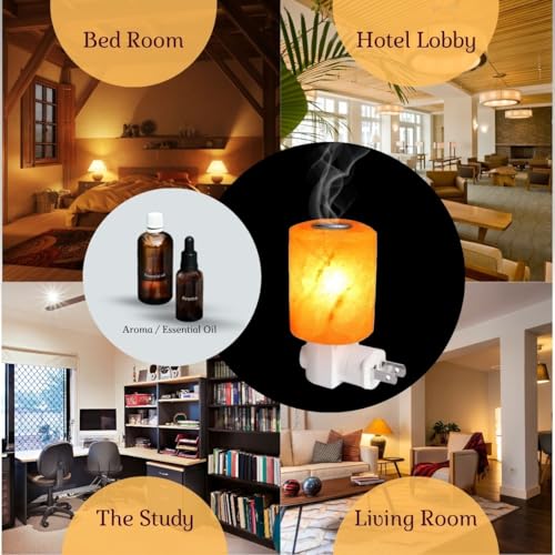 Image of Himalayan Natural Salt Night Lamp with Aromatherapy Lid - Classic Cylinder Shape, Boxed for Gifting
