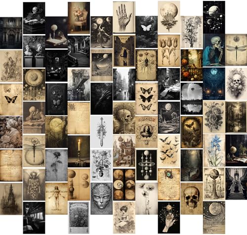 KBKBART 70pcs Dark Academia Wall Collage Kit, Vintage Poster Wall Decor, Retro Style...