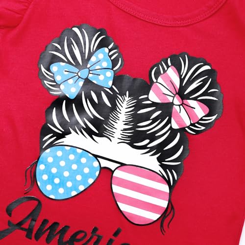 RETSUGO Baby Girls 4th of July Outfit Tulle Tutu Skirts Set Toddler Kids American Flag Heart Print Dress 2-8 Years Old4