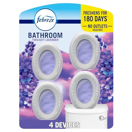 Febreze Odor-Fighting Bathroom Air Freshener for Small Spaces, Twilight Lavender Scent, 4 Count - image 1