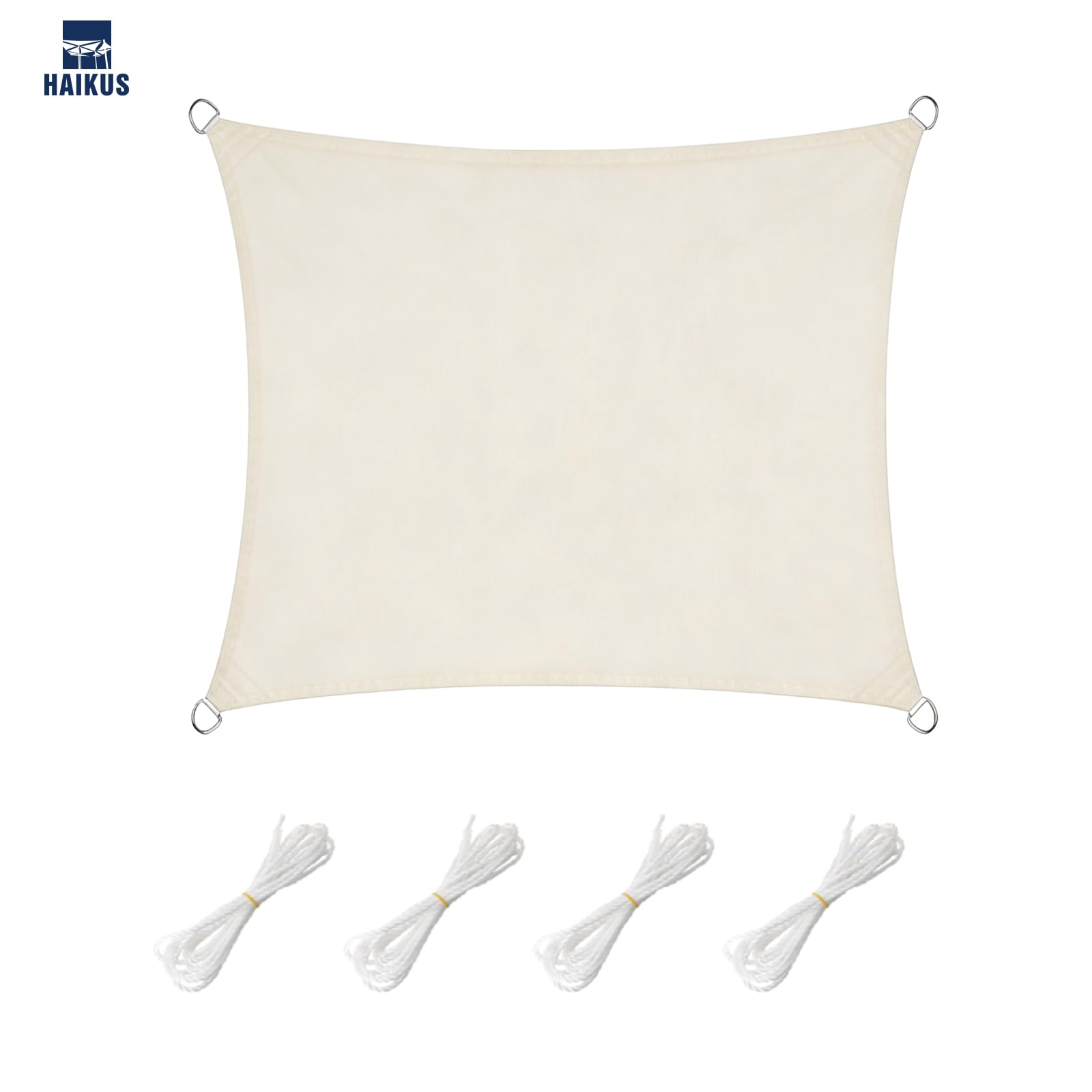 HAIKUS Voile d'ombrage Imperméable Carré 4x4m, Toile Ombrage PES Résistant à l'eau, Filet dombrage 4m Résistant 98% Protection Rayons UV pour Patio Jardin Terrasse Camping Extérieur, Crème 4x4