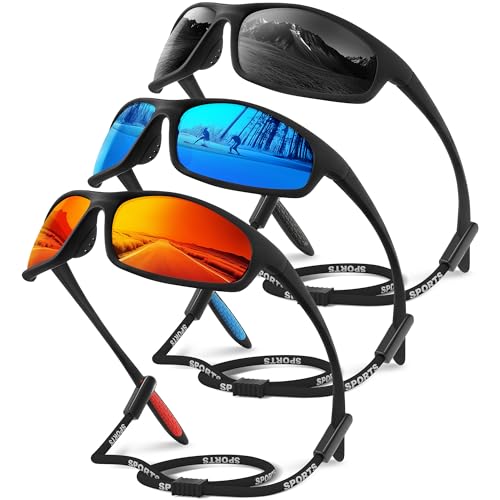 Sports Polarized Sunglasses for Mens Womens - Wrap Around TR90 Sun Glasses UV400 Shades for Cycling Fishing Running