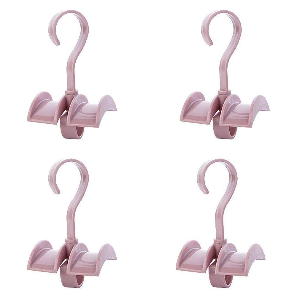 KolorFish Plastic Rotating Handbag Hanger Rack Closet Storage Organizer Hooks For Ladies Bag Belt Tie Scarf (Pink Pack of 4)-image-39