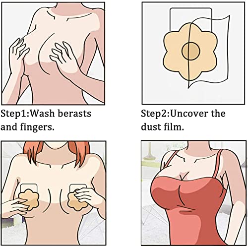 Image of Promking Breast Pasties Lift - Invisible Silicone Breast Lifting Adhesive Bra Reusable Nipple Covers for Women