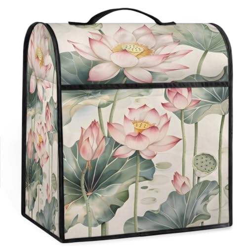 Coffee Maker Cover Watercolor Lotus Kitchen Appliance Covers Small Appliance Covers Blender Cover Juicer Cover Dust Covers for Kitchen Appliances with Top Handle and Pockets,Washable,B628