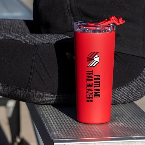 Image of Rico Industries NBA Basketball Portland Trail Blazers Red 24oz Stainless Steel Tumbler with Lid and Dual Functioning Lid