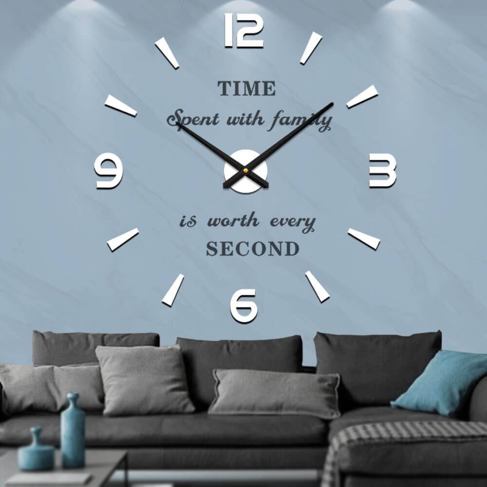 VANGOLDModern Mute DIY Frameless Large Wall Clock 3D Mirror Sticker Metal Big Watches Home Office Decorations