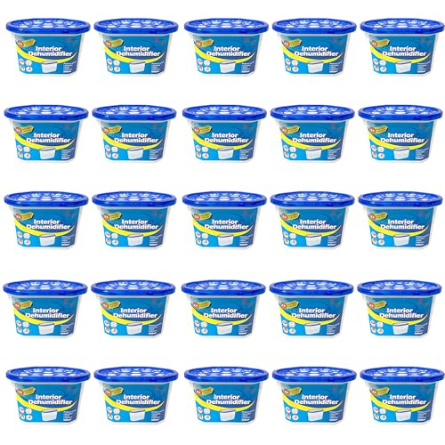 Bargain Factory Dehumidifier 500ml Pack of 25 Condensation Remover Moisture Absorber Dehumidifiers for Damp Mould Moisture in Home Kitchen Bedroom Caravan Office Garage Bathroom Basement