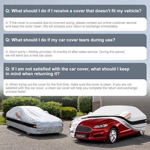 Image of 10 Layers Car Cover Custom Fit for Ford Fusion (2005-2026), Waterproof All Weather for Automobiles, Outdoor Full Cover Sun Dust Rain Protection with Cotton.Silver