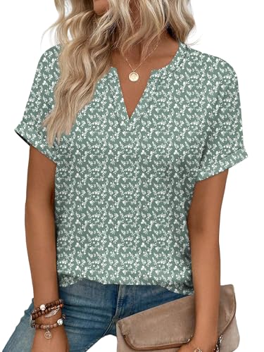 Image of WIHOLL Womens Blouses Spring Tops Short Sleeve Shirts Dressy Casual Summer Vacation Fashion Clothing 2026