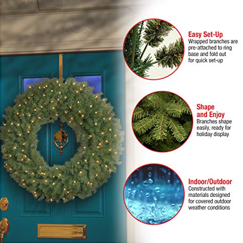 Image of National Tree Company Pre-Lit Artificial Christmas Wreath, Green, Norwood Fir, White Lights, Christmas Collection, 42 Inches