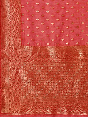 Image of AKHILAM Women's Kanjivaram Banarasi Silk Woven Design Saree With Unstitched Blouse Piece (Multicolored 2RANI20 Parent)