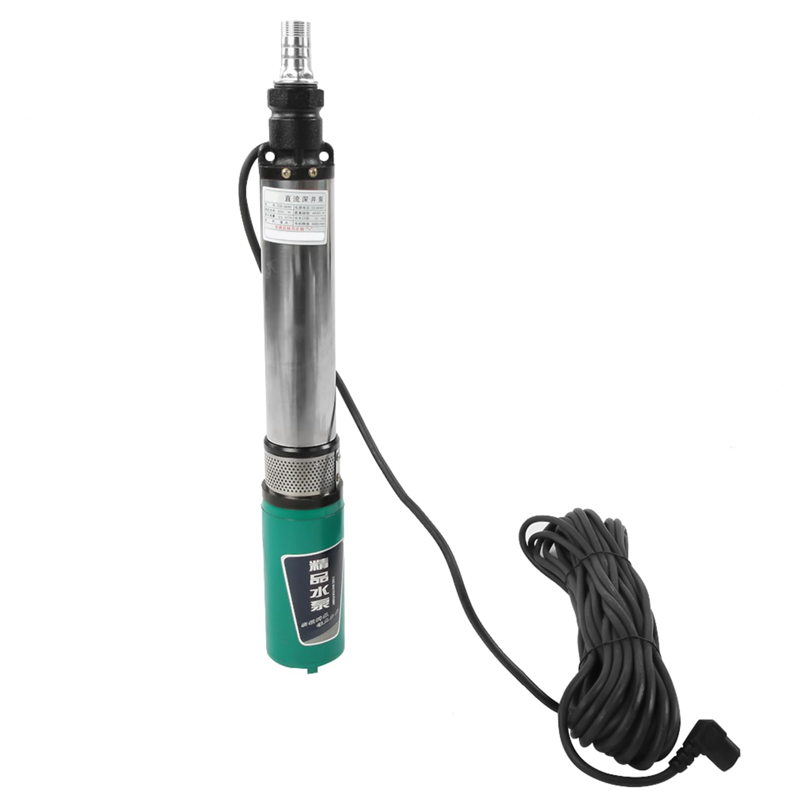 Bomba de Agua Solar Sumergible, 48/60V CC, 380W, Acero Inoxidable, Cable 20M, Flujo 5M3/H, para Pozos Profundos, Riego Agrícola, Estanques