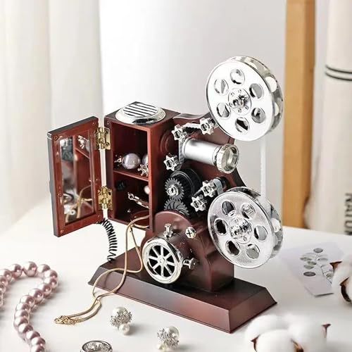 Image of AUGEN Exclusive Music Box Musical 360 rotatable Carousel Children's Wooden Men and Women Birthday Creative Christmas Valentine's Day Gift Home Decoration (Projector)