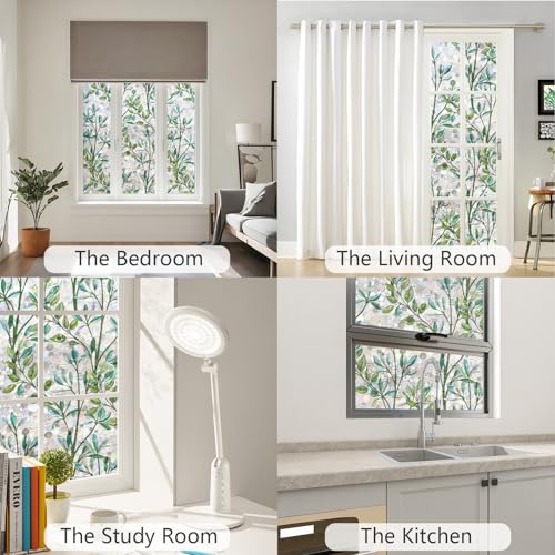 Image of LEMON CLOUD Window Privacy Film, Stained Glass Window Film, Decorative Rainbow Window Clings, Static Cling Non Adhesive Door Stickers, Anti-UV Sun Blocker Heat Control for Home 35.4 x 157.4 inches