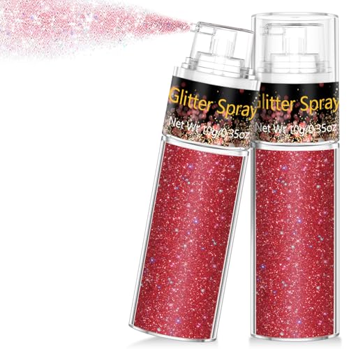 Hair and Body Glitter Spray 1PC Glitter Hairspray Dry Powder Makeup for Clothes Festival Rave Prom Loose Sparkle Powder Holographic Ultra Fine Resin Glitters for Crafts (1PC Red)