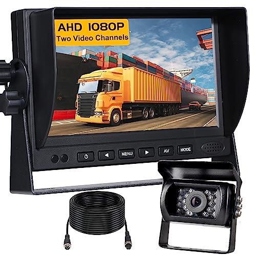Lcsiuco Telecamera di Retromarcia per Camper, Sistema di Telecamere di Retromarcia con Telecamera Posteriore HD 1080P con Monitor da 7 Pollici per Camion Camper Rimorchio Pick up SUV Camper