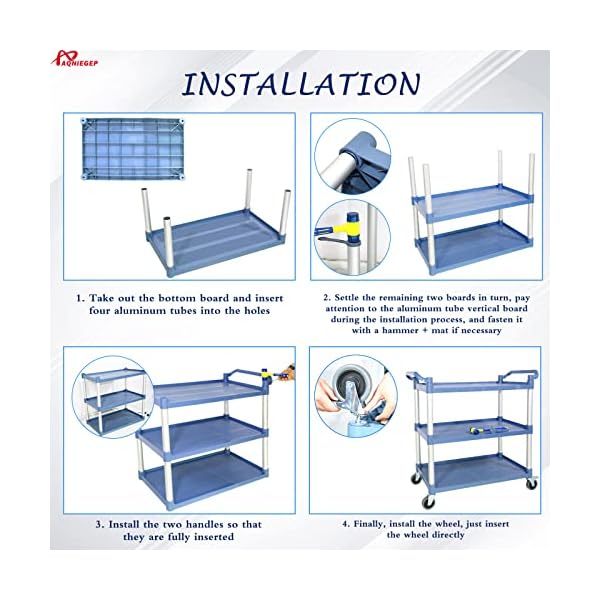 AQNIEGEP-Utility-Cart-with-Wheels-510lbs-Heavy-Duty-Food-Kitchen-Cart-Rolling-Service-Cart-for-Restaurant-Commercial-Office-Lockable-Wheels-Tool-Free-Assembly-3-Tier-Grey AQNIEGEP-Utility-Cart-with-Wheels-510lbs-Heavy-Duty-Food-Kitchen-Cart-Rolling-Service-Cart-for-Restaurant-Commercial-Office-Lockable-Wheels-Tool-Free-Assembly-3-Tier-Grey