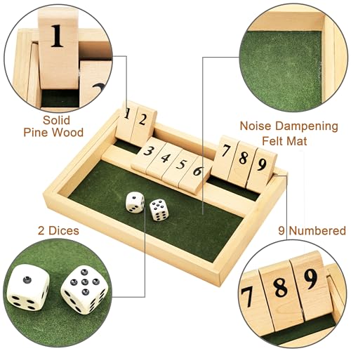 Image of Alzheimers Products for Elderly, 9 Numbers Memory Games for Dementia Patients Seniors, Wooden Shut The Box Dementia Products for Elderly, Fidget Sensory Busy Board Gadgets Gifts Activities