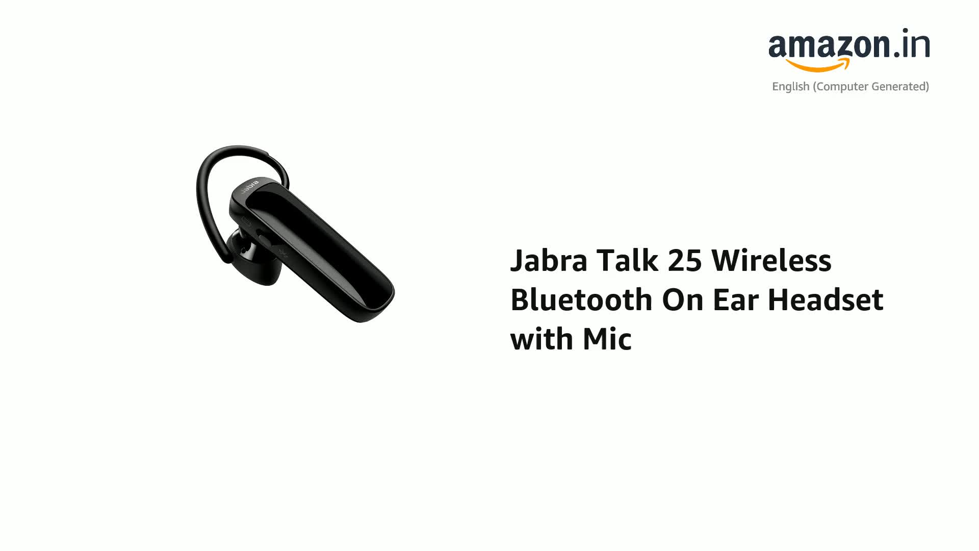 Jabra Talk 25 Wireless Bluetooth On Ear Headset with Mic (Black