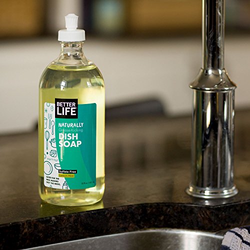 Image of Better Life Dish Soap - Liquid Dishwashing Soap with Vitamin E and Aloe for Home & Kitchen Sink - No Gloves Required Kitchen Soap for Sensitive Skin - 22oz Lemon Mint