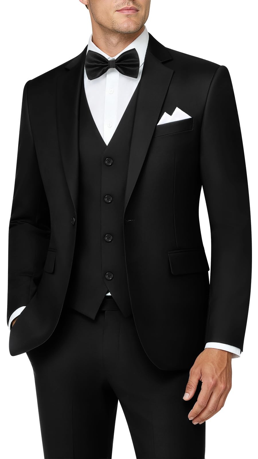 Mens 3 Piece Suits Slim Fit Tuxedo Suit Set Soild Prom Wedding Suits One Button Blazer Vest Pants Set