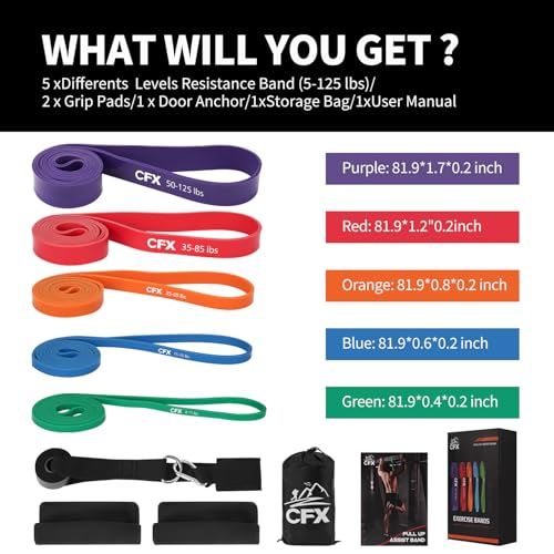 CFX Resistance Bands for Working Out,Pull Up Assistance Bands,Workout Bands for Exercise,Elastic Bands for Body Stretching,Crossfit Training at Home/Gym for Men & Women - Image 3