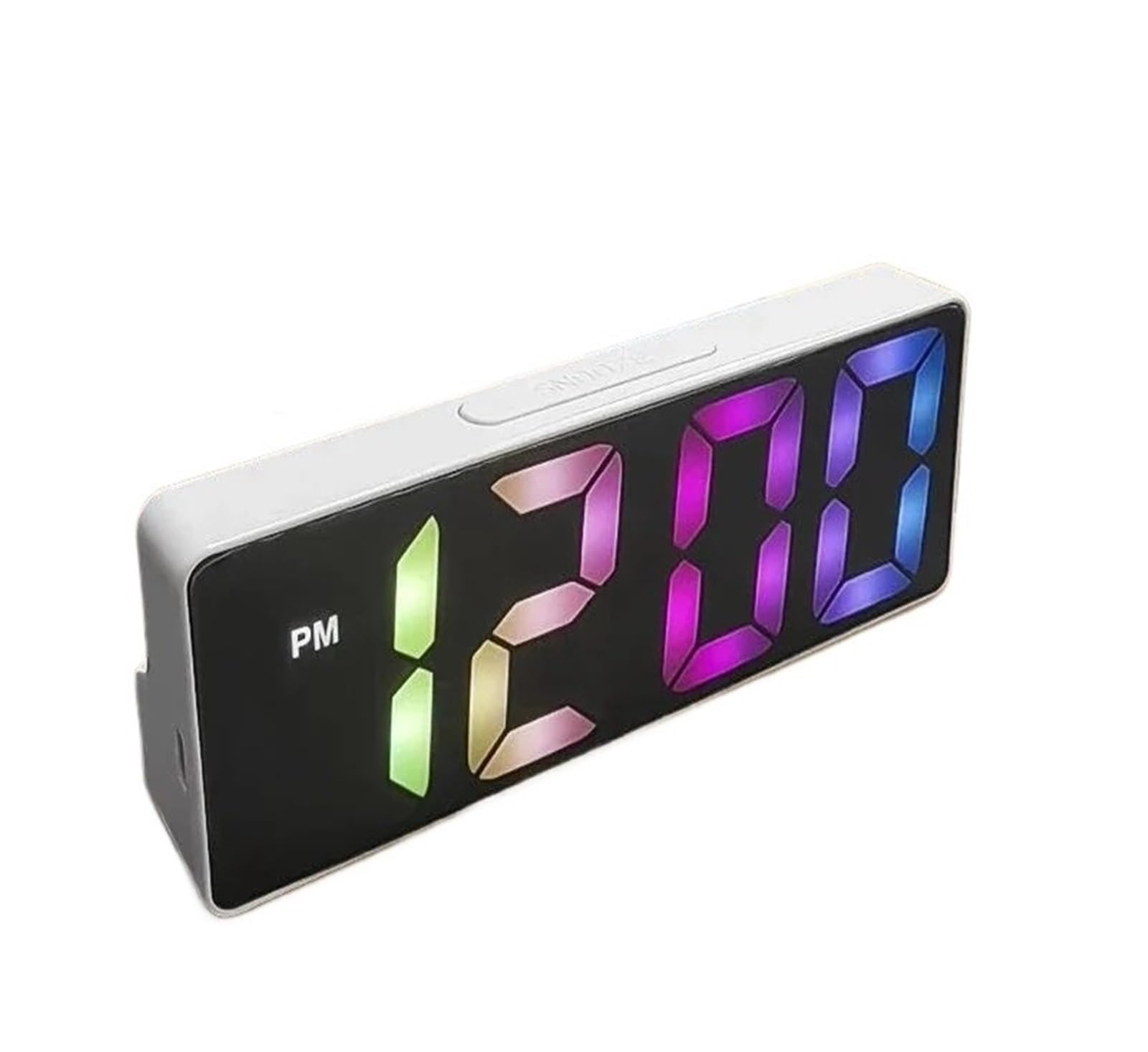 POAHNCU Alarm Clock, Voice Control Digital Alarm Clock Temperature Date Display Mode Snooze Night Table,for Heavy Sleeper(White Colorful)